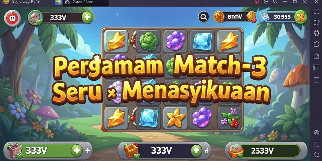 Tampilan gameplay 333V dengan serunya mencocokkan item.