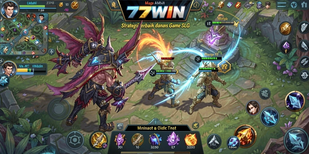 Tampilan gameplay dari 77WIN menampilkan pertarungan strategi yang intens dan mendalam.