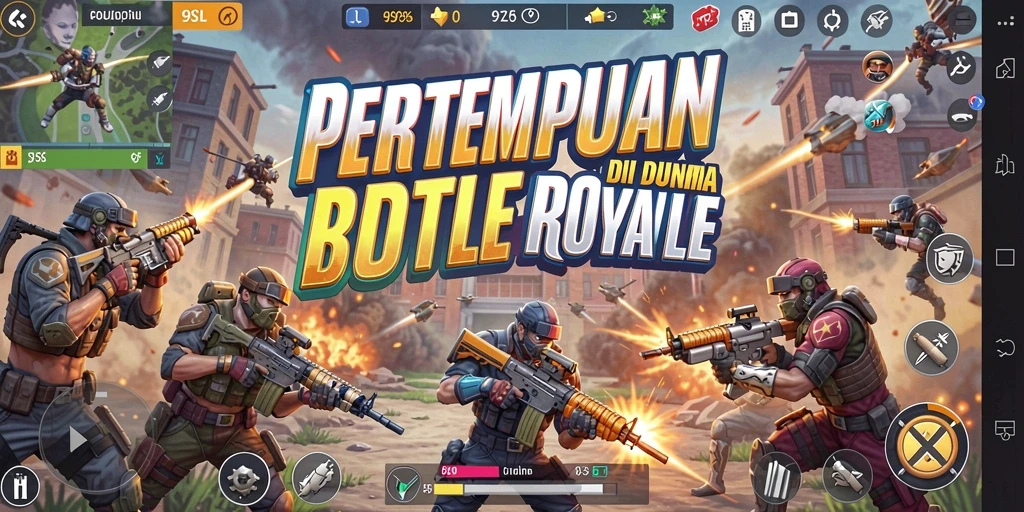Screenshot 9SL menampilkan aksi pertempuran intens di arena Battle Royale.