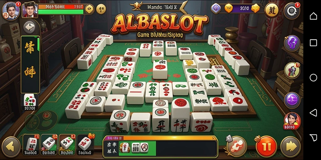 Gambaran gameplay seru ALBASLOT dengan ubin Mahjong yang menantang.