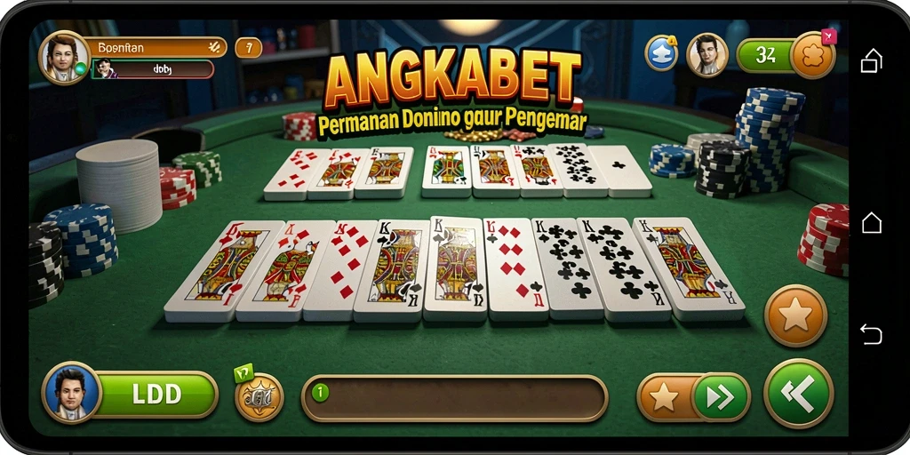 Screenshot gameplay ANGKABET yang menunjukkan serunya bermain domino.
