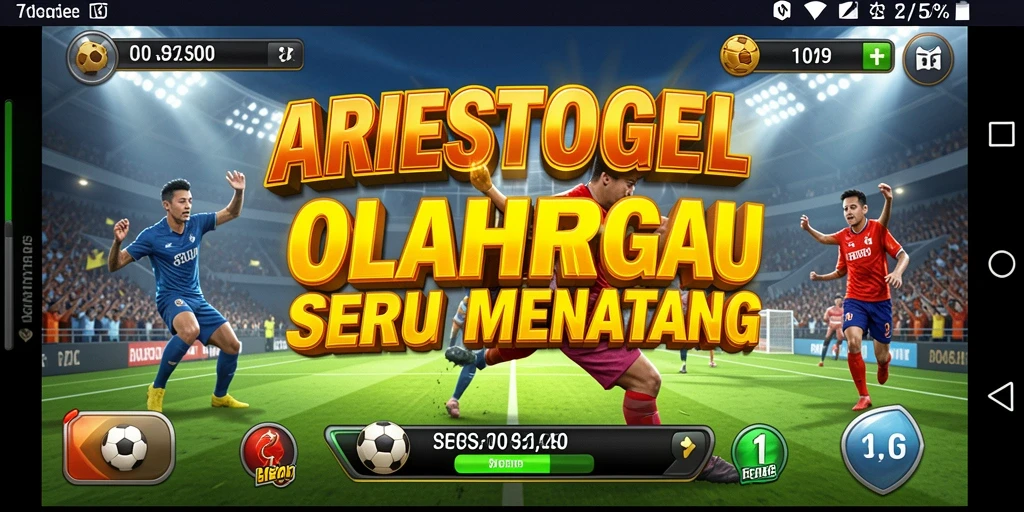 Tampilan gameplay seru di ARIESTOGEL menunjukkan aksi olahraga yang mendebarkan.