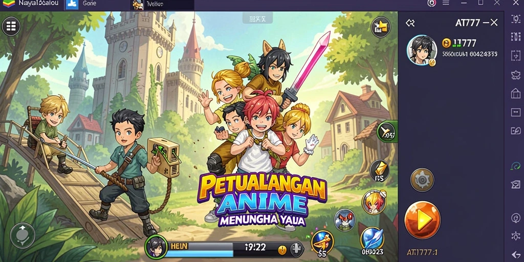 Tampilan gameplay AT777 yang dinamis dan menarik dalam dunia anime.