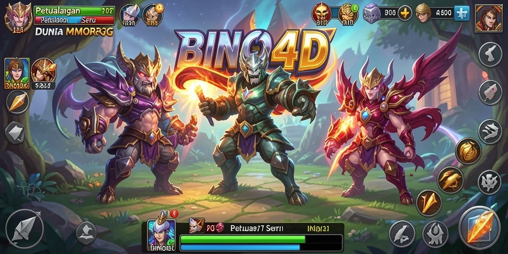 Gameplay BINGO4D dengan pertarungan seru dan karakter menarik.