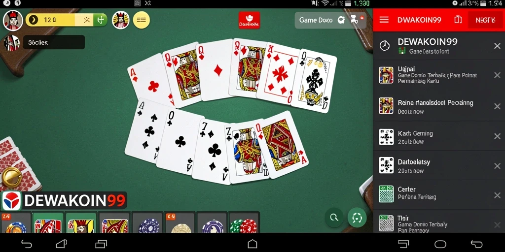 Gameplay menarik dalam permainan Domino DEWAKOIN99 dengan antarmuka yang menawan.