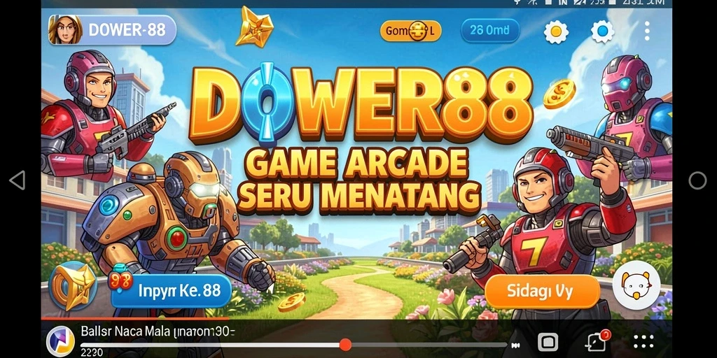 Screenshot utama DOWER88 menampilkan gameplay yang seru dalam suasana Arcade.