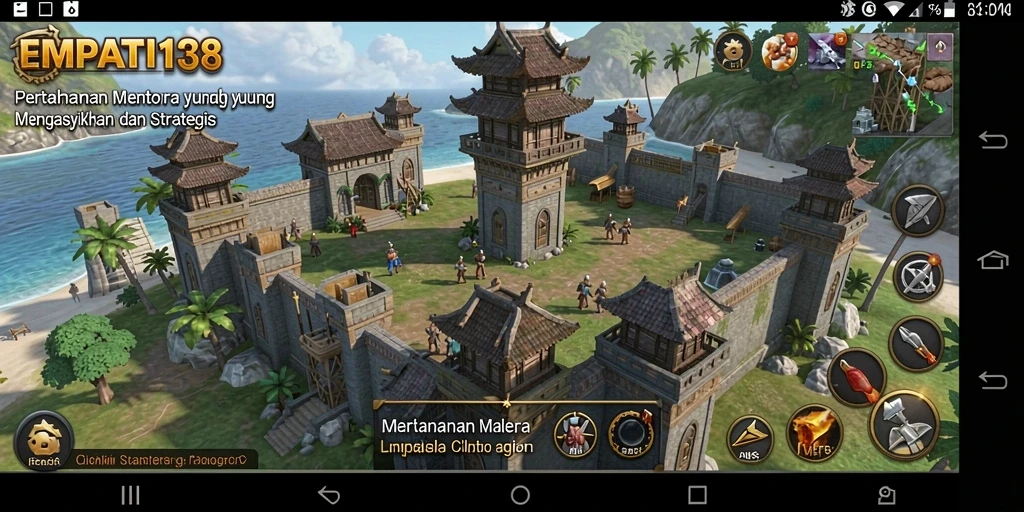 Tampilan gameplay menara yang menakjubkan dengan serangan musuh.