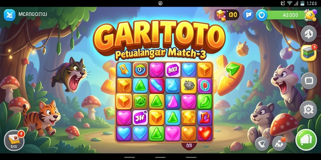Screenshot gameplay GARITOTO yang menunjukkan pencocokan objek seru.