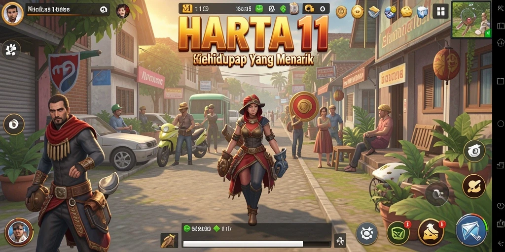 Tangkapan layar utama HARTA11 menampilkan gameplay simulasi yang menarik dan interaktif.