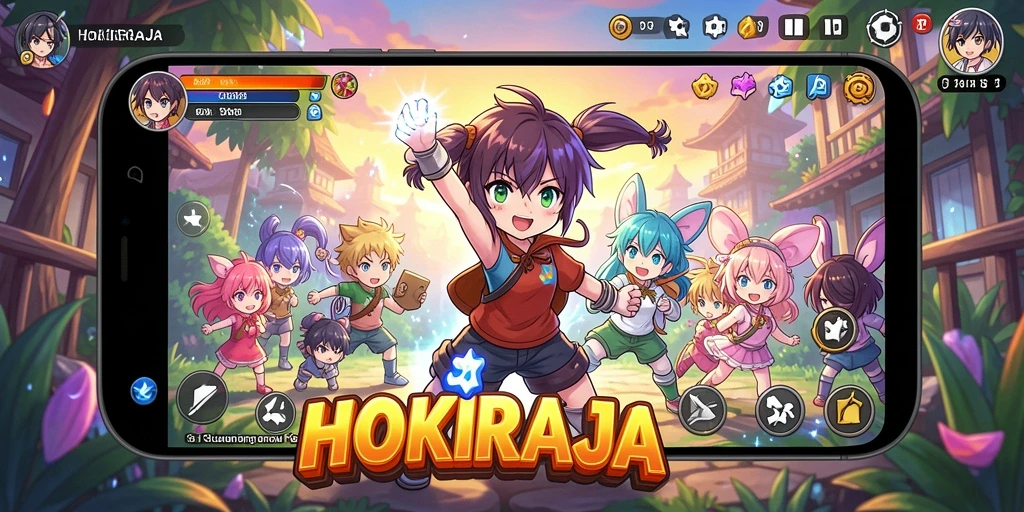 Screenshot HOKIRAJA menampilkan aksi seru dalam dunia Anime.