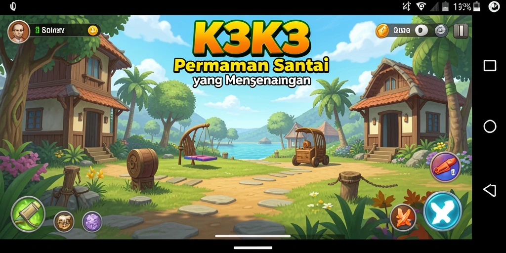 Tampilan gameplay K3K3 yang ceria dan menghibur.