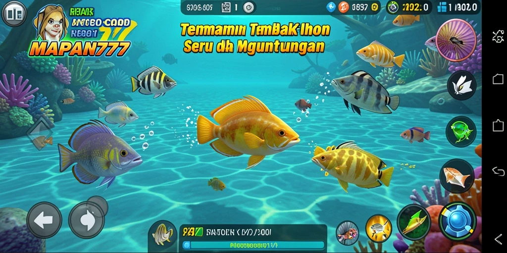 Tampilan screenshot MAPAN777 menampilkan aksi seru ketika menembak ikan.