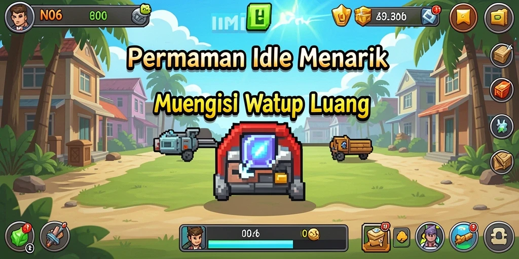 Screenshot gameplay N06 menampilkan karakter dan lingkungan menarik dalam suasana Idle.