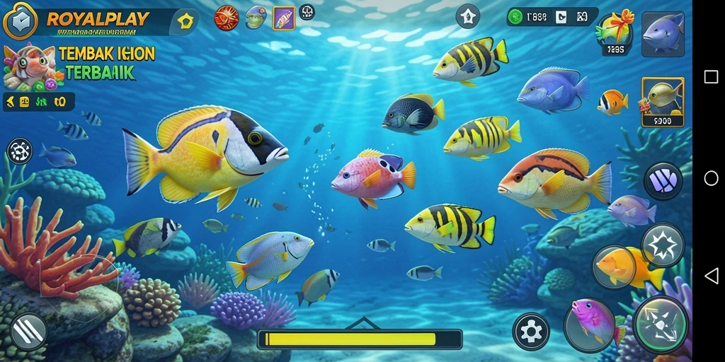 Tampilan visual menarik dari gameplay Tembak Ikan di ROYALPLAY.
