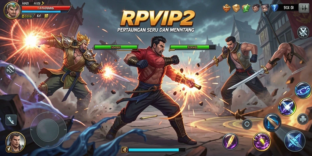 Screenshot utama RPVIP2 menampilkan aksi pertarungan yang mendebarkan.