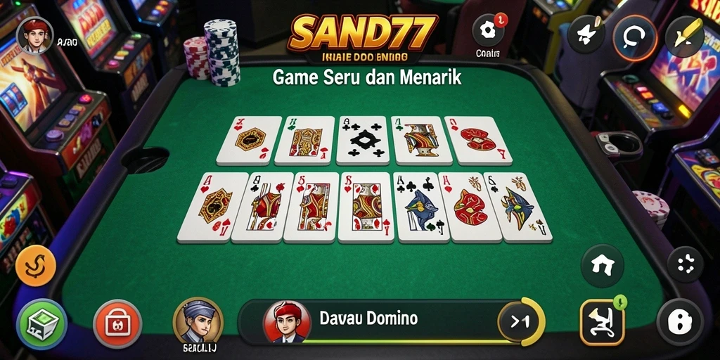 Screenshot gameplay SAND77 yang menunjukkan aksi seru domino.