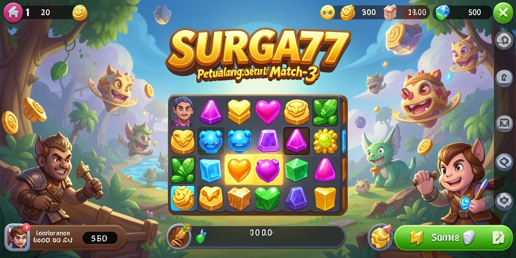 Tangkapan layar menyajikan gameplay seru Game Match-3.