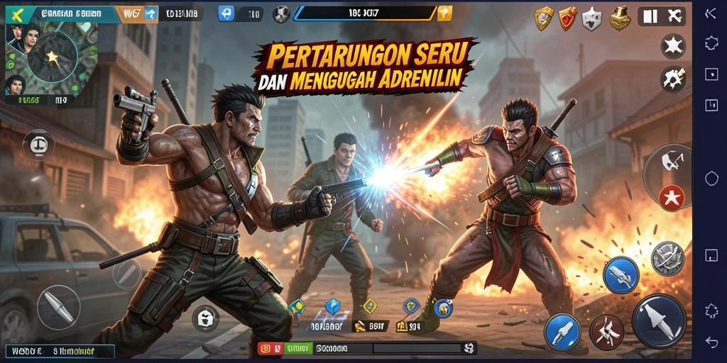 Gameplay W67 menampilkan pertarungan epik antara karakter-karakter kuat.