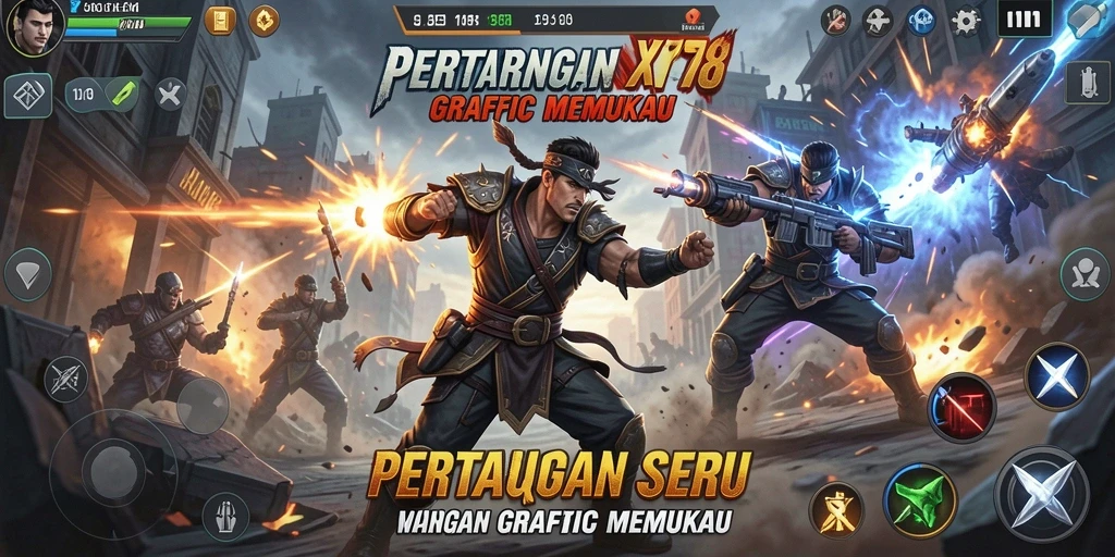 Tampilan seru dari gameplay X78 yang menegangkan dalam pertarungan langsung.